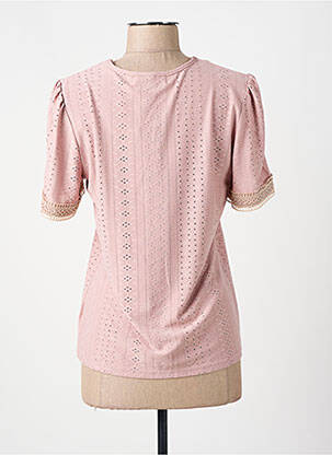 Tricou guler în v mâneci scurte roz NARA femeie