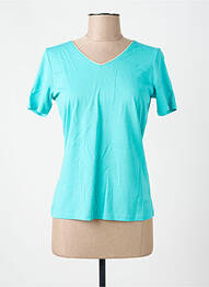 Tricou guler în v mâneci scurte albastru JULIE GUERLANDE femme