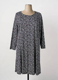 Rochie midi imprimeu fantezie mâneci lungi albastru GUY DUBOUIS femme