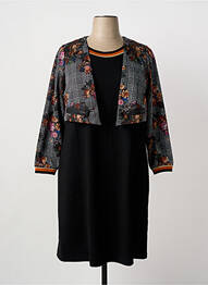 Rochie midi imprimeu fantezie mâneci lungi negru GUY DUBOUIS femme