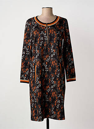 Rochie midi imprimeu floral mâneci lungi maro GUY DUBOUIS femeie