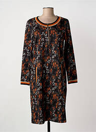 Rochie midi imprimeu floral mâneci lungi maro GUY DUBOUIS femme