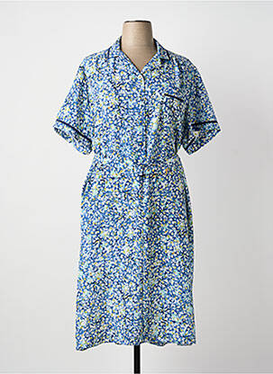 Rochie midi imprimeu floral mâneci scurte albastru GUY DUBOUIS femeie