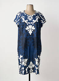Rochie midi imprimeu fantezie mâneci scurte albastru GREGORY PAT femme