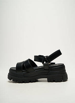 Sandale/pantofi decupați semi compensat toc de 4 la 6 cm negru BUFFALO femeie