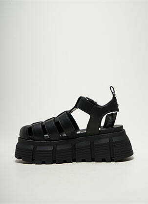 Sandale/pantofi decupați material neted toc de 4 la 6 cm negru BUFFALO femeie