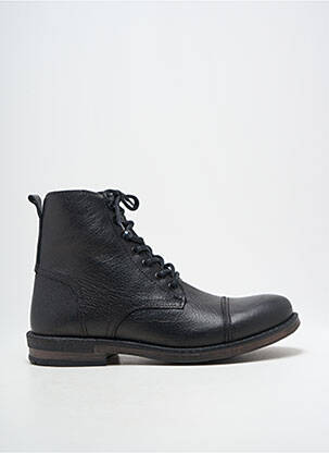 Botine/ghete țesătură satinată toc mic negru HOOPER SHOES bărbat