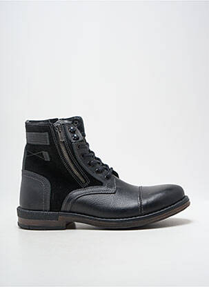 Botine/ghete țesătură satinată toc mic negru HOOPER SHOES bărbat