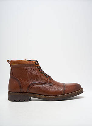 Botine/ghete țesătură satinată toc mic maro HOOPER SHOES bărbat