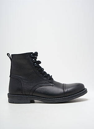 Botine/ghete țesătură satinată toc mic negru HOOPER SHOES bărbat