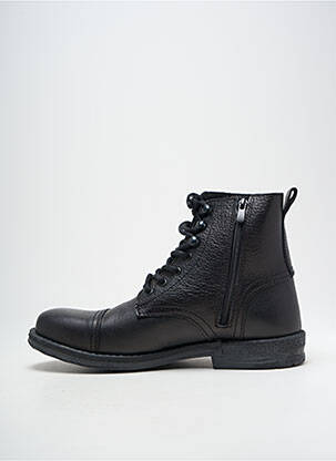 Botine/ghete țesătură satinată toc mic negru HOOPER SHOES bărbat