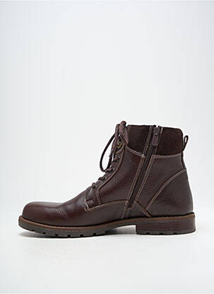 Botine/ghete țesătură satinată toc mic maro HOOPER SHOES bărbat