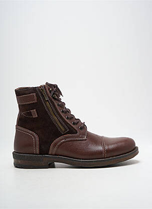 Botine/ghete țesătură satinată toc mic maro HOOPER SHOES bărbat