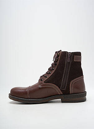Botine/ghete țesătură satinată toc mic maro HOOPER SHOES bărbat