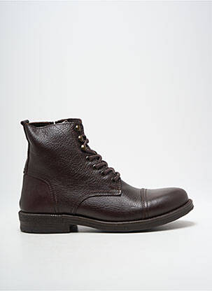 Botine/ghete țesătură satinată toc mic maro HOOPER SHOES bărbat