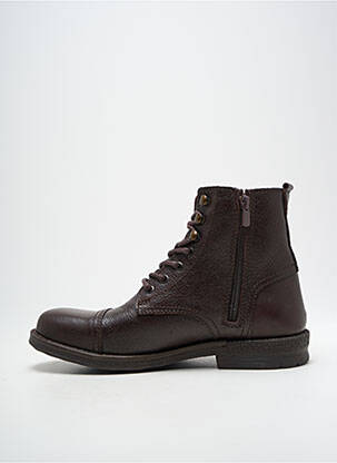 Botine/ghete țesătură satinată toc mic maro HOOPER SHOES bărbat