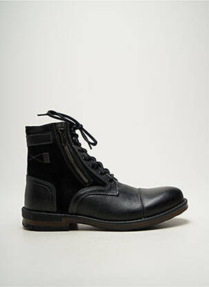 Botine/ghete țesătură satinată toc mic negru HOOPER SHOES bărbat