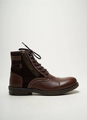Botine/ghete țesătură satinată toc mic maro HOOPER SHOES bărbat