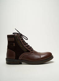 Botine/ghete țesătură satinată toc mic maro HOOPER SHOES homme