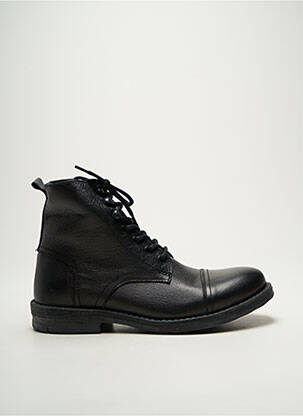 Botine/ghete țesătură satinată toc mic negru HOOPER SHOES bărbat