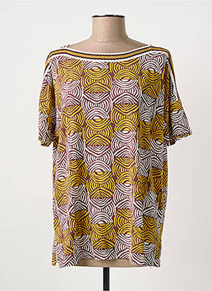 Tricou imprimeu fantezie mâneci scurte galben MARIA BELLENTANI femeie