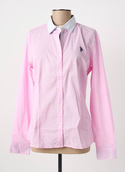 Cămașă croială cambrată mâneci lungi roz U.S. POLO ASSN femme