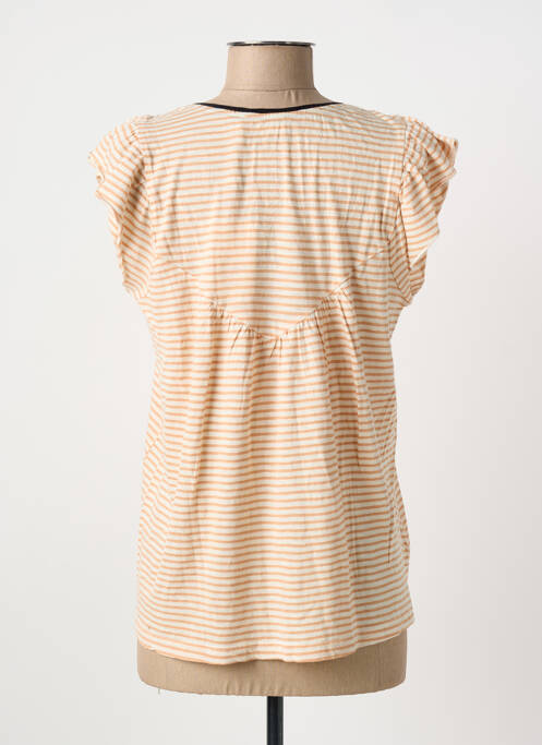 Tricou guler în v mâneci scurte bej INDI & COLD femme