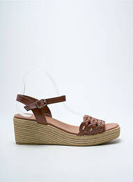 Sandale/pantofi decupați material neted toc de 4 la 6 cm maro EVA FRUTOS femme