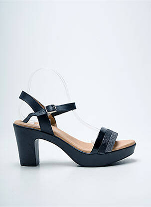 Sandale/pantofi decupați material neted toc de 7 la 9 cm negru EVA FRUTOS femeie