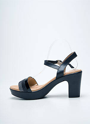 Sandale/pantofi decupați material neted toc de 7 la 9 cm negru EVA FRUTOS femeie