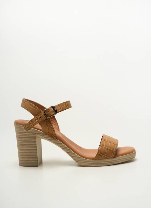 Sandale/pantofi decupați toc pătrat toc de 7 la 9 cm maro EVA FRUTOS femme