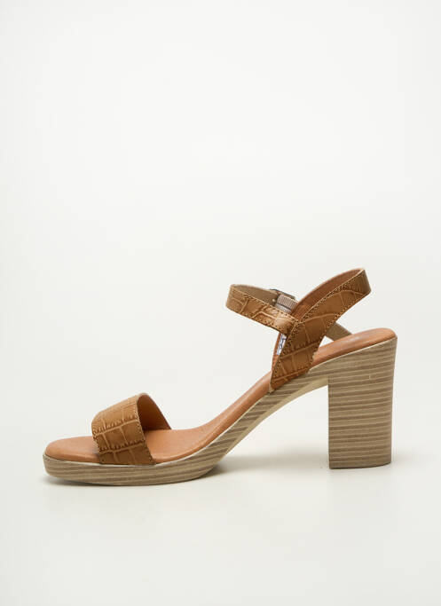 Sandale/pantofi decupați toc pătrat toc de 7 la 9 cm maro EVA FRUTOS femme