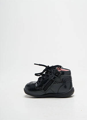 Ghete țesătură lăcuită vârf rotund negru KICKERS fată