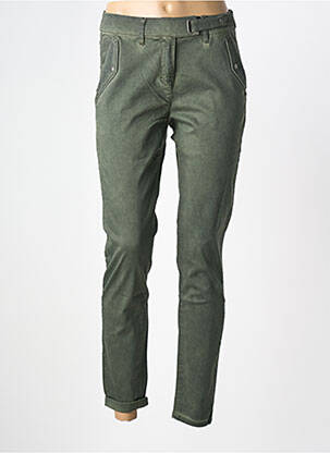 Pantalon slim țesătură poplin mărime normală verde SANDWICH femeie