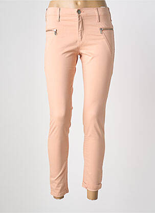 Pantalon slim țesătură poplin mărime normală roz INDI & COLD femeie