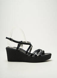 Sandale/pantofi decupați țesătură satinată toc de 7 la 9 cm negru NERO GIARDINI femme