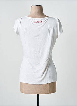 Tricou elasticitate mâneci scurte alb POUPEE CHIC femeie