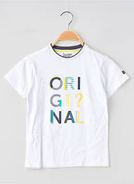 Tricou serigrafie flockată mâneci scurte alb ELLE EST OU LA MER garcon