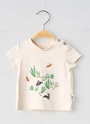 Tricou serigrafie flockată mâneci scurte bej MOULIN ROTY copil
