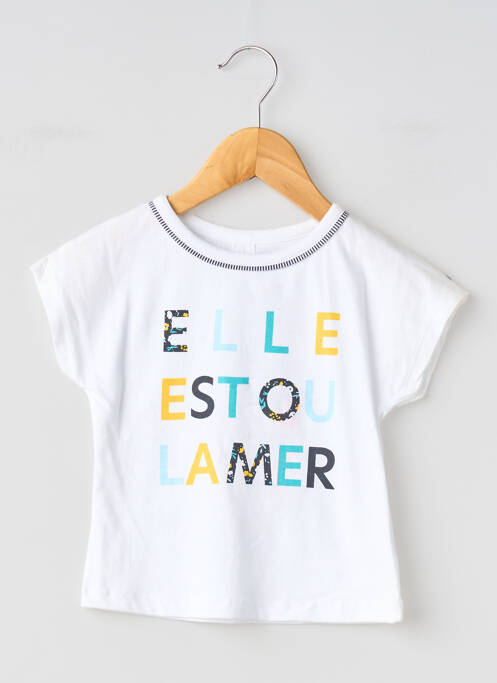 Tricou alb ELLE EST OU LA MER fată