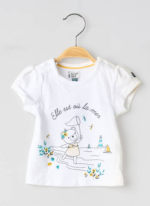 Tricou alb ELLE EST OU LA MER fată