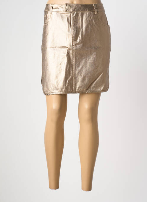 Fustă scurtă auriu PIECES femeie