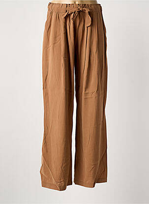 Pantalon drept talie elastică bej LOKITA femeie