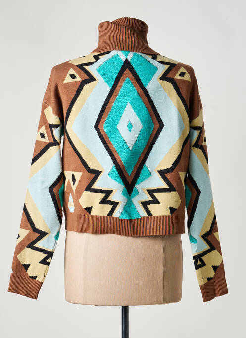 Pulover cu guler înalt țesătură jacquard mâneci lungi maro FRACOMINA femme