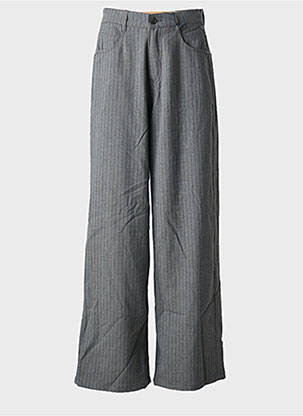 Pantalon larg închidere cu fermoar sub clapetă cu nasturi talie înaltă gri FREEMAN T.PORTER femeie