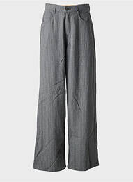 Pantalon larg închidere cu fermoar sub clapetă cu nasturi talie înaltă gri FREEMAN T.PORTER femeie