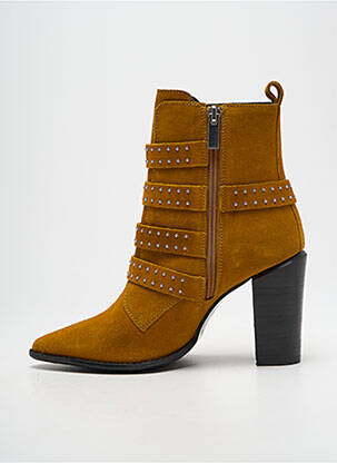Botine/ghete vârf ascuțit toc de 7 la 9 cm galben BRONX femeie