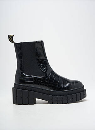 Botine/ghete țesătură satinată toc de 4 la 6 cm negru NO NAME femeie