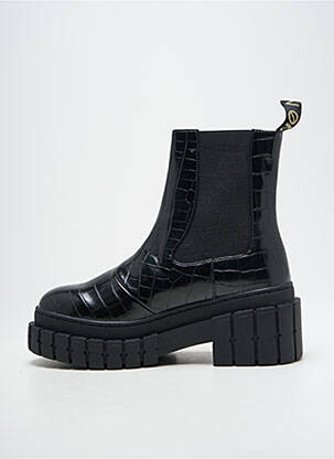 Botine/ghete țesătură satinată toc de 4 la 6 cm negru NO NAME femeie