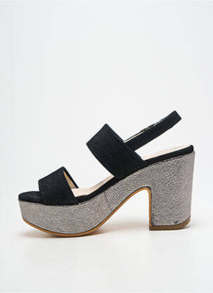 Sandale/pantofi decupați semi compensat toc de 7 la 9 cm negru GADEA femeie